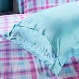 富安娜家纺 床上用品天丝枕套床品贡缎平边枕头套一对蓝田暖玉