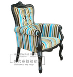 欧式古典实木沙发 美式布艺单人沙发休闲椅 法式现代简约老虎椅