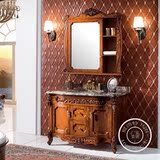 欧式仿古浴室柜镜柜落地柜实木组合红橡木柜台盆整体洗漱台
