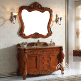 仿古浴室柜原木实木美国红橡木欧式落地柜组合整体面盆柜洗漱台
