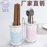 创意陶瓷筷子筒韩式双筷筒厨房置物架沥水筷子架筷笼筷子盒餐具笼