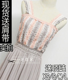 CARIEDO 独立设计定制 手工裁剪气质三色蕾丝拼接百褶连衣裙