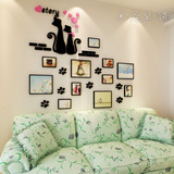 创意卡通猫咪照片墙亚克力立体墙贴客厅组合照片背景墙儿童房贴画