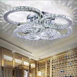 新款现代简约 LED不锈钢水晶吸顶灯创意大气遥控小客厅餐厅长方形