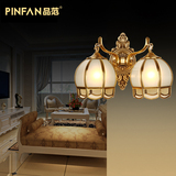 欧式复古全铜壁灯 美式复古客厅墙灯简欧卧室床头双头壁灯铜灯具