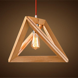 简约几何木艺灯三角木灯吊灯个性艺术餐吊灯三角形实木吊灯原木色