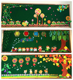 幼儿园小学校教室环境评比主题墙必备大型黑板报组合立体墙贴装饰