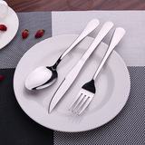 不锈钢西餐餐具陶瓷牛排盘子碟套装 西餐刀叉三件套 牛排刀叉勺