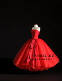 红色婚纱蓬蓬裙儿童礼服 女童模特走秀演出服 主持人公主裙晚礼服
