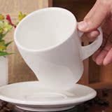 镁质瓷厚实拿铁咖啡杯 简约纯白马克杯水杯带碟 欧式红茶杯