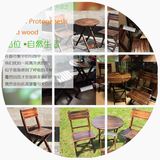 碳化实木折叠阳台桌椅简约现代户外休闲三件套庭院组合创意小圆桌