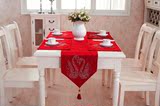 欧式餐桌桌旗茶几布 高档奢华天鹅烫钻床旗桌布黑红色结婚礼喜庆