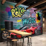 复古怀旧大型壁画3D汽车墙纸主题房酒吧网吧餐厅工业风背景墙壁纸