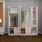 简易宜家推拉门衣柜实木质板式组合整体衣柜2门3门4门大衣柜衣橱