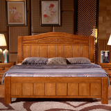 原木全实木双人床1.8米1.5米橡胶木床框架储物高箱床木头成人大床