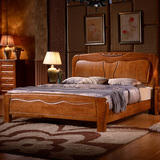 全橡木原木1.8米实木床单双人1.5米床框架高箱水曲柳木头卧室大床