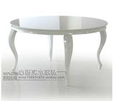 新古典白色亮光圆形餐桌烤漆美式圆餐桌宜家简约餐厅家具特价