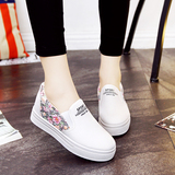 韩版学生厚底低帮帆布鞋夏季简约一脚蹬小白鞋休闲平跟内增高女鞋