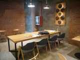 简约复古会议桌美式实木办公桌椅组合铁艺钢架洽谈桌长桌原木书桌