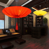 新中式飞碟布艺吊灯现代仿古典茶楼梯餐厅火锅店装饰创意红色灯笼