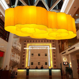 现代新中式祥云吊灯餐厅别墅客厅酒店大堂仿古布艺长形云彩吸顶灯