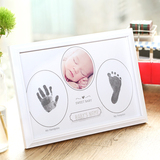 新生儿手足印泥宝宝手脚印婴儿百天满月周岁纪念品手印相框摆台