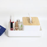 创意桌面收纳盒实木制盖子纸巾盒化妆品收纳箱塑料首饰盒储物盒