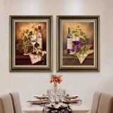欧美式餐厅装饰画单幅饭厅挂画饭店有框画背景墙上壁画红酒杯水果