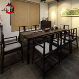 中式实木茶桌茶椅系列老榆木禅意免漆茶桌椅组合餐桌会议桌茶桌