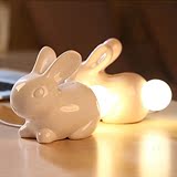 兔子陶瓷存钱罐声控小夜灯桌面装饰灯儿童房卡通灯卧室灯具储蓄罐
