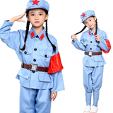 新款新四军儿童八路军舞蹈服长袖男红军表演服少儿军装套装演出服
