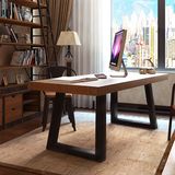 美式实木铁艺宜家书桌办公电脑桌椅组合会议桌做旧茶桌餐桌写字台