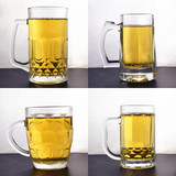 1个包邮 耐热玻璃啤酒杯带把扎啤杯加厚大容量果汁花茶杯牛奶杯