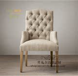 美式新古典椅靠背椅咖啡椅法式复古实木餐椅书桌椅休闲椅RH经典款