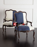 美式实木仿古做旧单人沙发椅 欧法式实木雕花咖啡厅休闲老虎椅