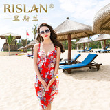 Rislan里斯兰 泳衣女2016夏民族风性感比基尼罩衫三件套女士泳装