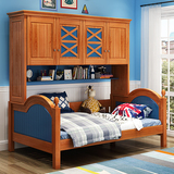 美式儿童衣柜床成人多功能组合床男女孩公主床地中海全实木高低床