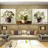 无框画三联画欧式花卉挂画壁画沙发背景墙现代简约简欧客厅装饰画