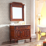 欧式仿古雕花浴室柜组合 橡木实木仿古卫浴柜镜柜