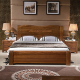 纯实木床气压储物高箱床1.8  1.5胡桃木全实木简约现代中式婚床