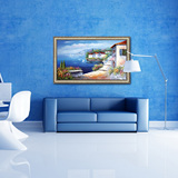 纯手绘海边风景油画欧式地中海清新风格厚油客厅卧室餐厅装饰画