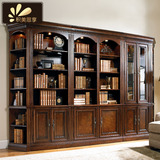 积美思享欧式整体实木书柜定做樱桃木书架书桌组合柜书房书柜定制