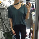2016夏装新款韩国东大门代购女士V领短袖休闲纯棉时尚T恤