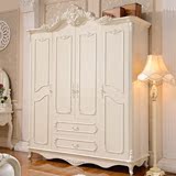 欧式衣柜实木卧室四门衣柜木质整体法式白色板式五门大衣柜