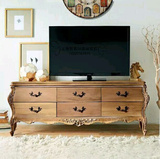 法式实木复古客厅电视柜 简欧出口外贸家具电视柜 美式乡村电视柜
