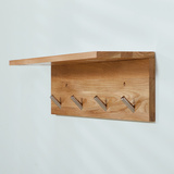 实木玄关架 创意家具橡木隔板壁挂置物架日式简约墙上挂衣钩装饰