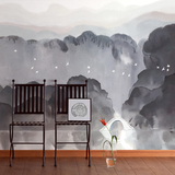 中式水墨山水墙纸壁画 书房会所客厅背景墙壁纸 个性定制大型壁画