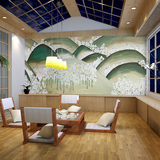 日式墙纸壁纸 书房客厅卧室背景墙壁纸 饭店餐厅樱花山水大型壁画