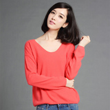 韩版新款毛衣女套头短款低领羊绒衫纯色宽松长袖打底衫薄款针织衫