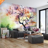 欧式另类大型手绘抽象油画壁纸个性艺术创意墙纸壁画